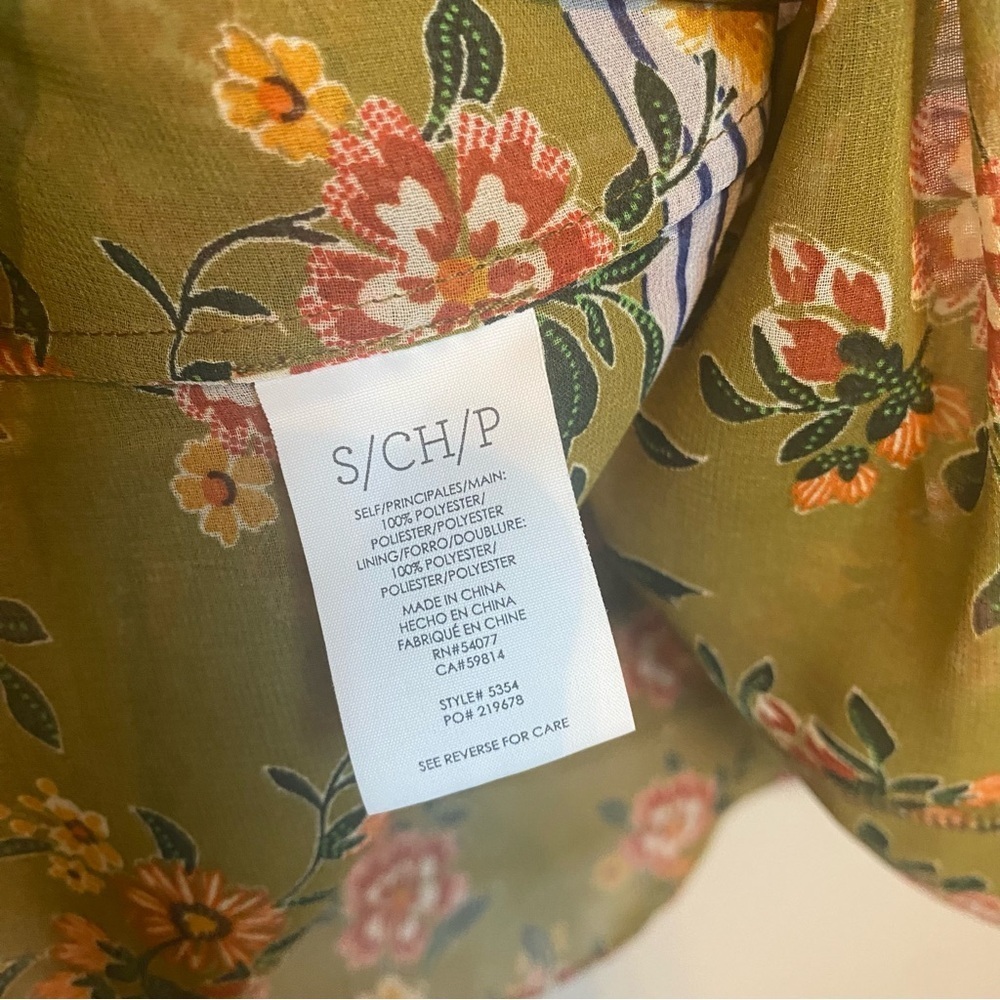 CAbi Blue and Green Floral Striped Blouse - Picture 7 of 7